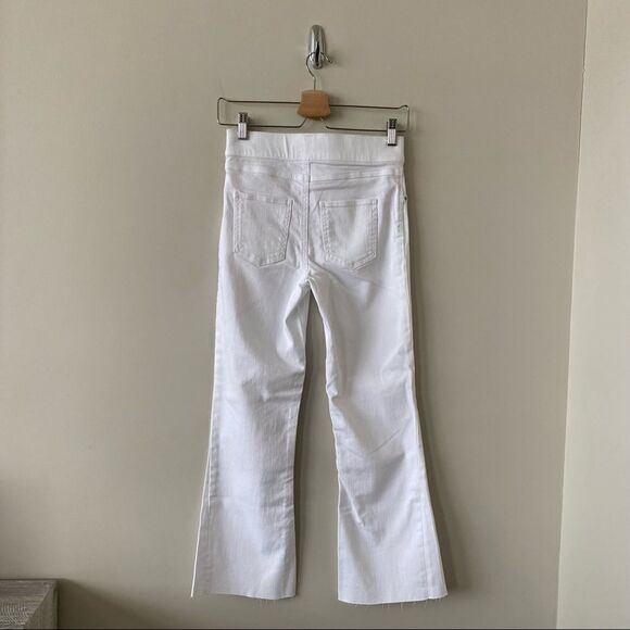 NWT-SPANX White Cropped Flare Raw Hem Jeans (Size:XS) - Picture 3 of 14